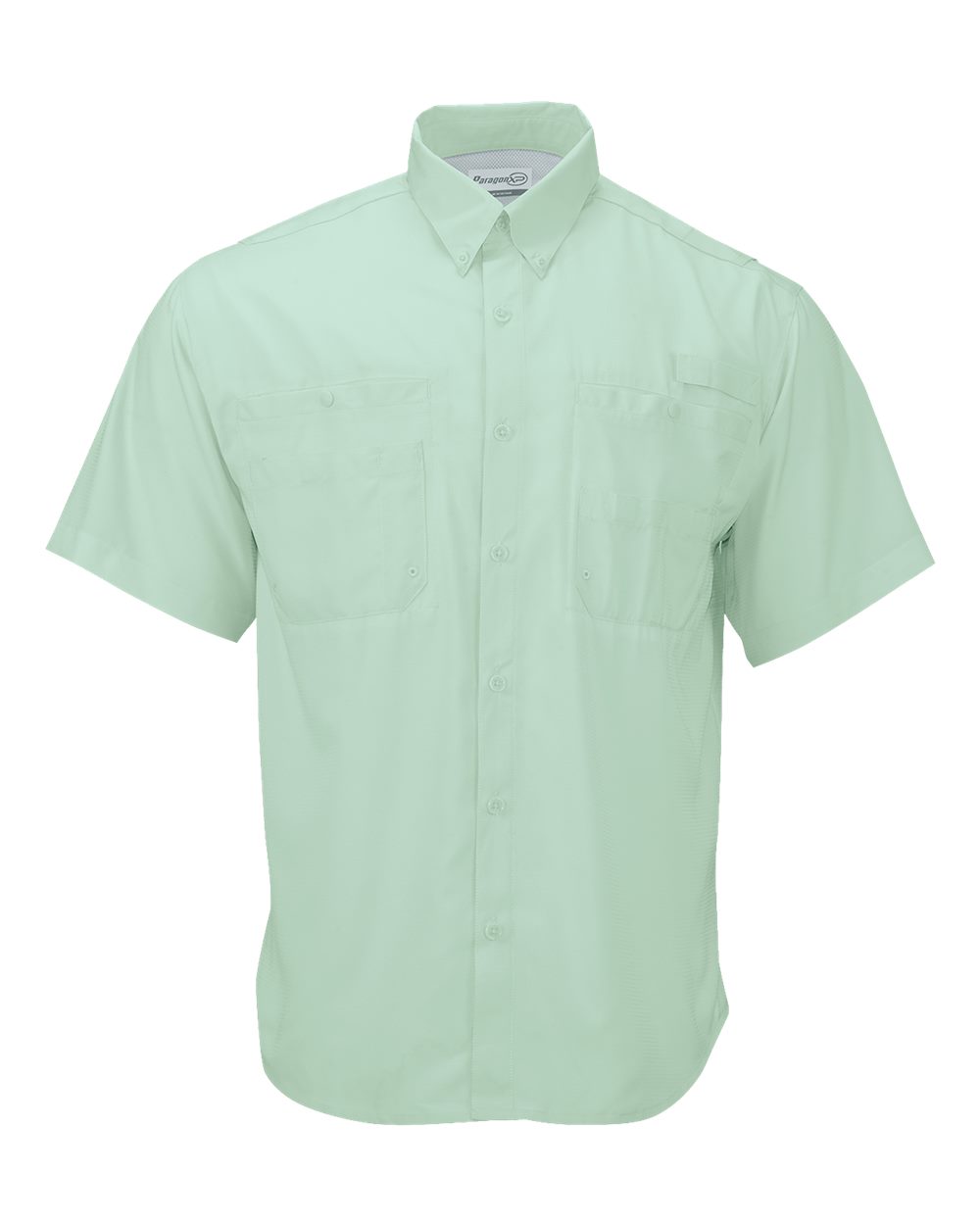 Front View of Mint Green Hatteras Performance Short Sleeve Fishing Shirt - 700