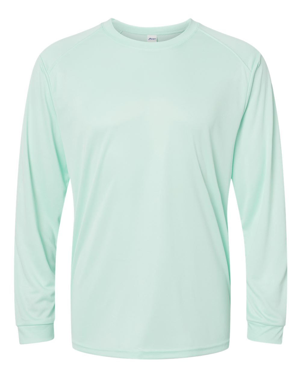 Front View of Mint Green Long Islander Performance Long Sleeve T-Shirt - 210