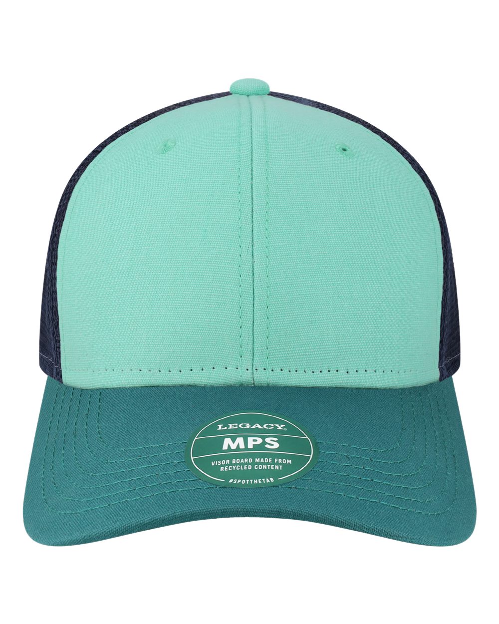 Front View of Mint/ Marine/ Navy Mid-Pro Snapback Trucker Cap - MPS