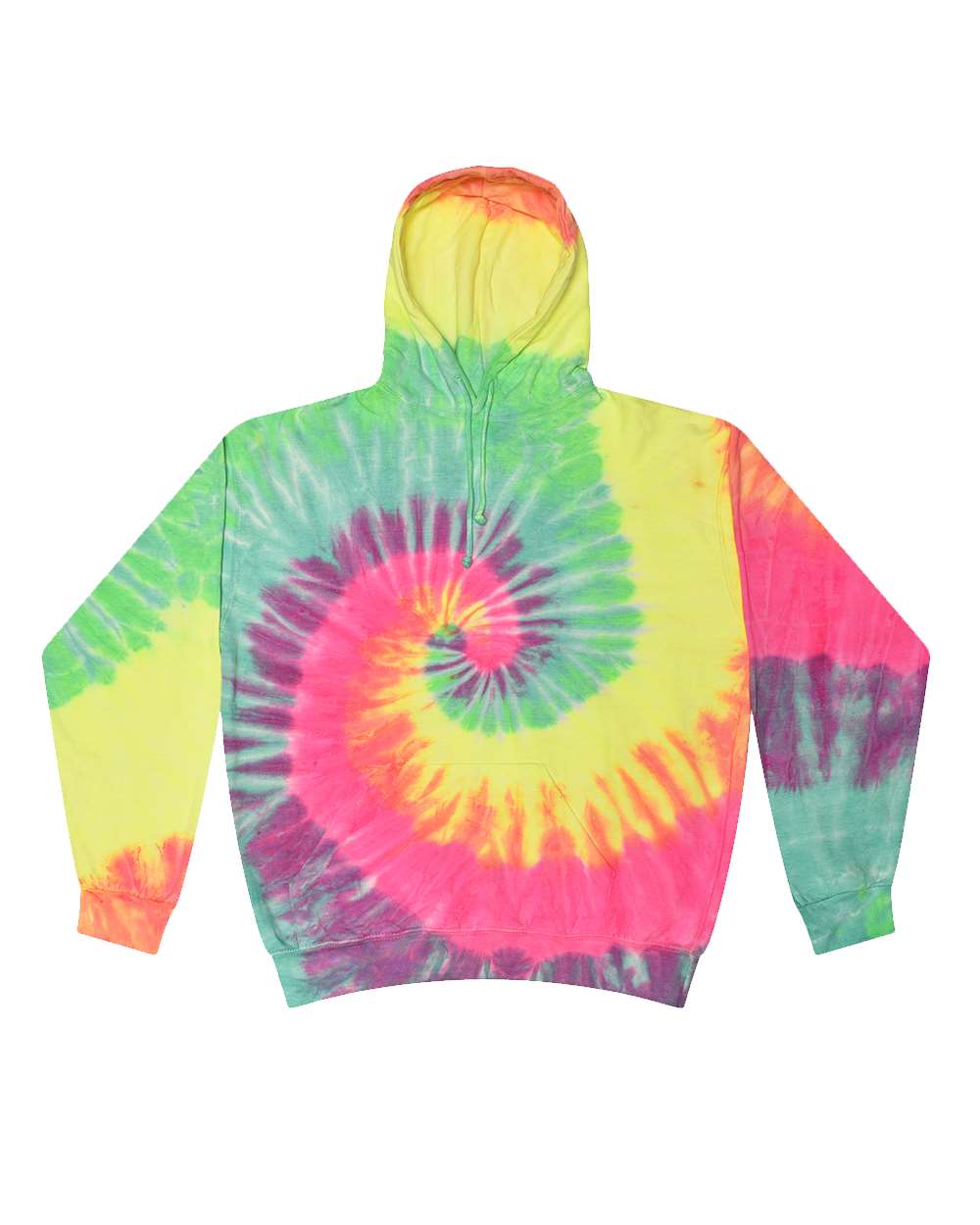 Front View of Minty Rainbow Tie-Dyed Hooded Sweatshirt - 8777