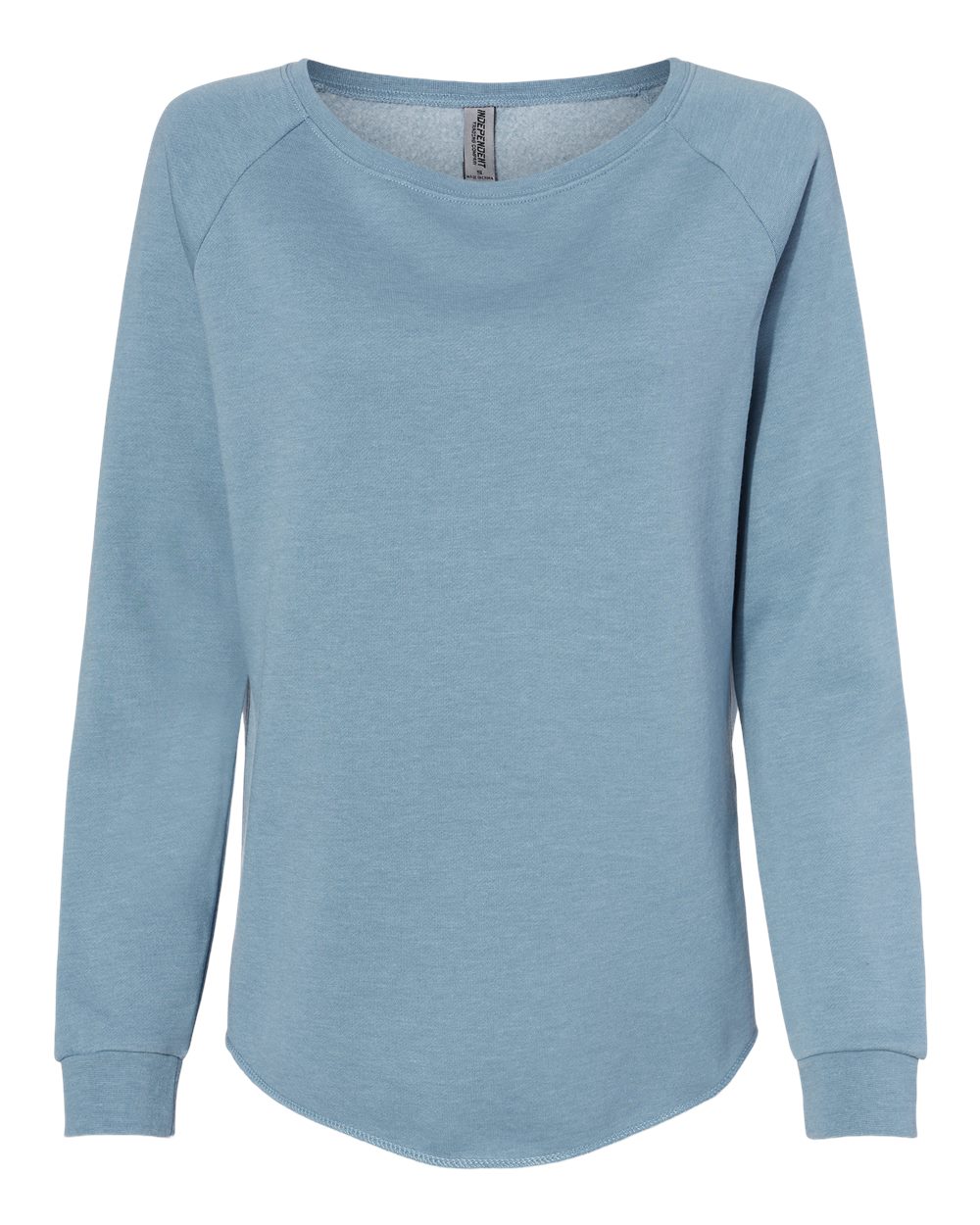 Front View of Misty Blue Women's California Wave Wash Crewneck Sweatshirt - PRM2000