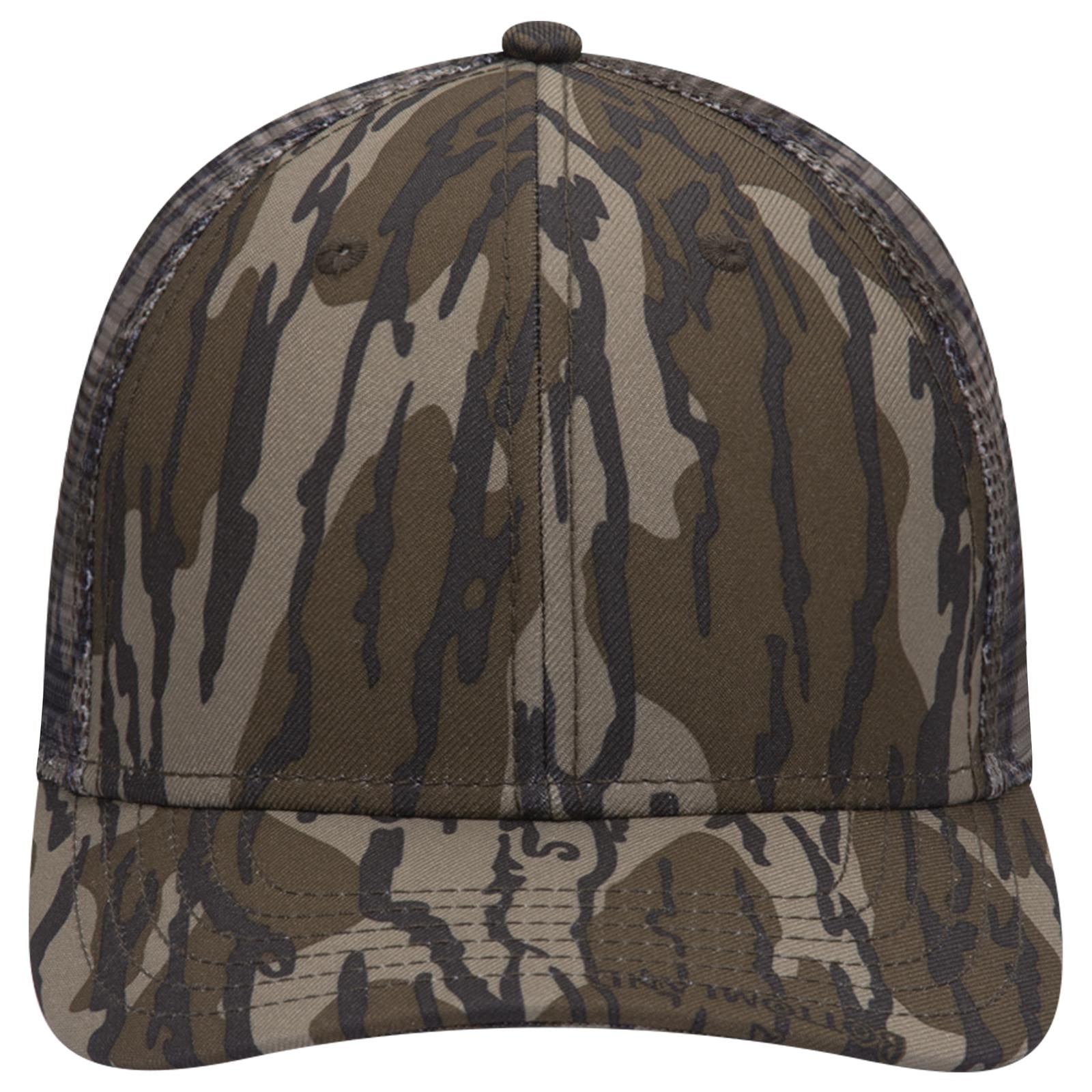 Right View of MO11 - Bottomland OTTO CAP Mossy Oak Camouflage Superior Polyester Twill 6 Panel Low Profile Mesh Back Trucker Hat