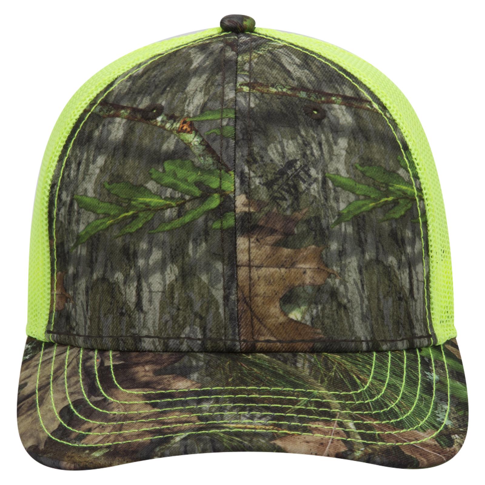 Right View of MO340 - Obsession/N.Ylw OTTO CAP Mossy Oak Camouflage 6 Panel Low Profile Mesh Back Trucker Hat