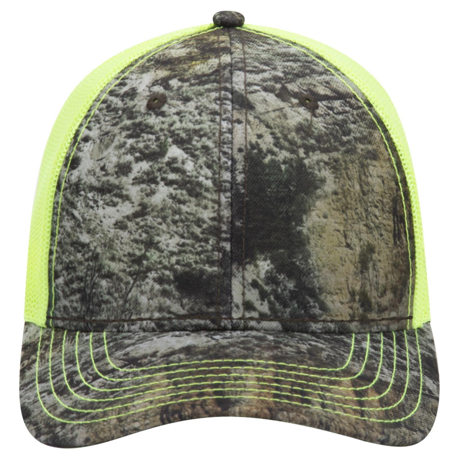 Right View of MO540 - Mountain Country Range/N.Ylw OTTO CAP Mossy Oak Camouflage 6 Panel Low Profile Mesh Back Trucker Hat