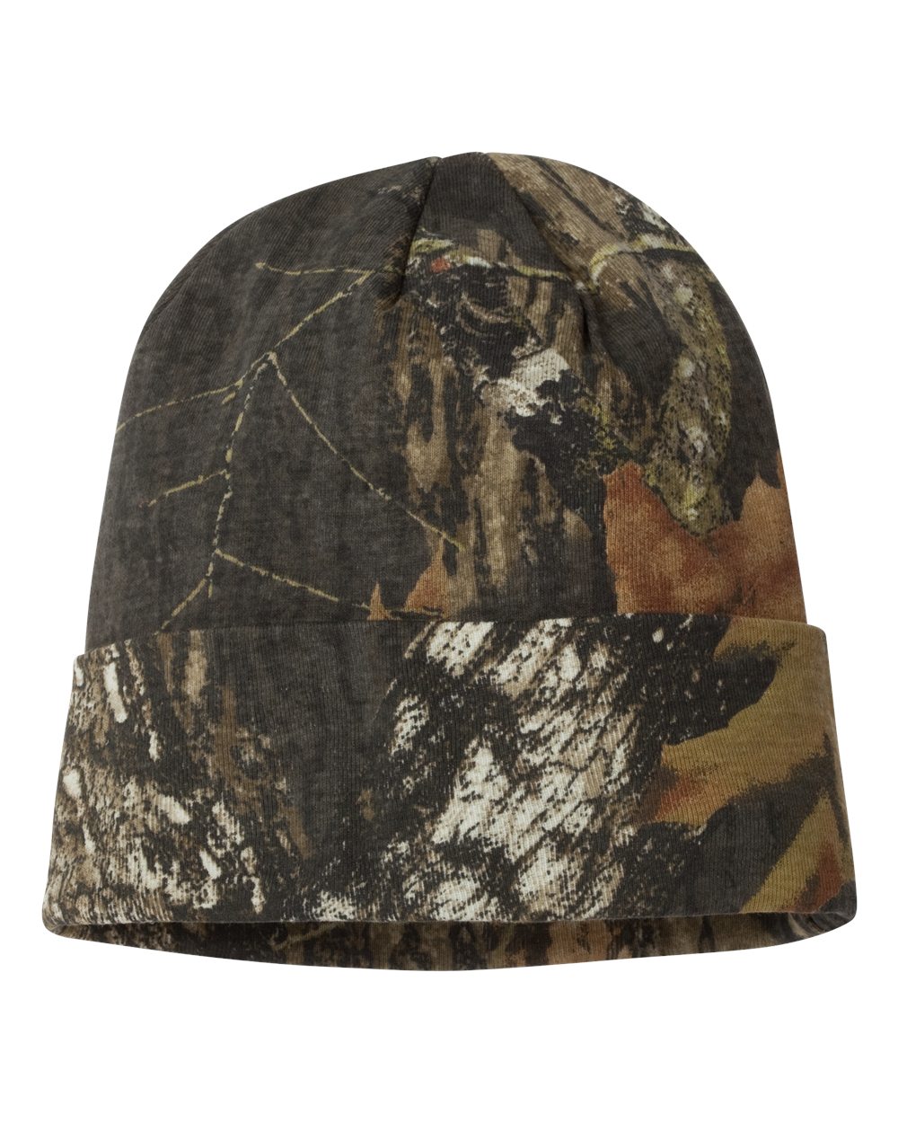 Front View of Mossy Oak BreakUp 12" Licensed Camo Cuffed Beanie - LCB12