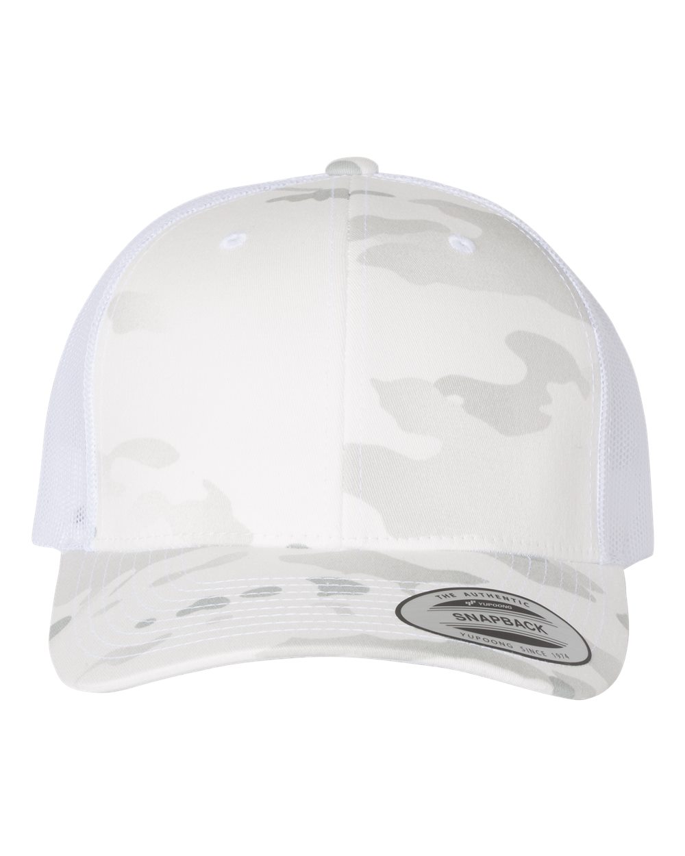 Front View of Multicam Alpine/ White Retro Trucker Cap - 6606