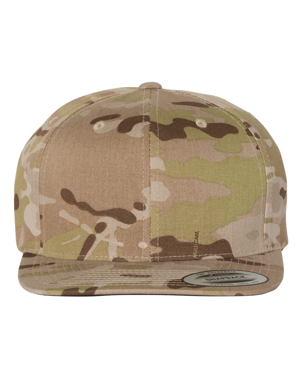 Front View of Multicam Arid Premium Flat Bill Snapback Cap - 6089M