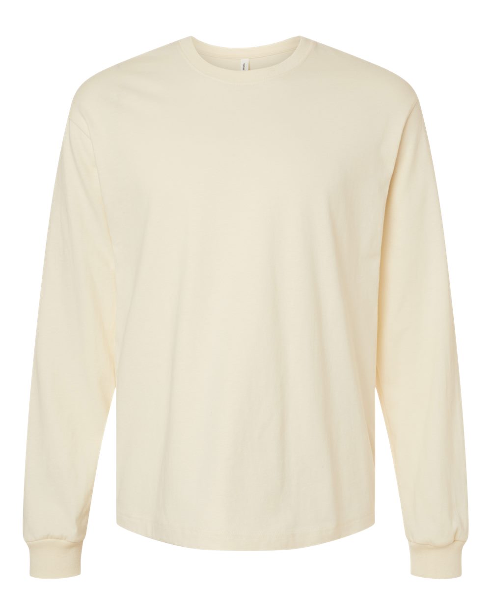 Front View of Natural 6 oz. Heavyweight Long Sleeve Tee - 3511