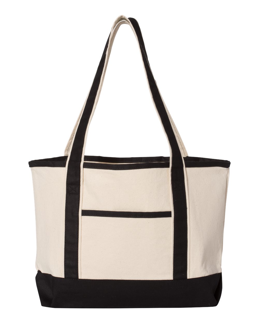 Front View of Natural/ Black 20L Small Deluxe Tote - Q125800