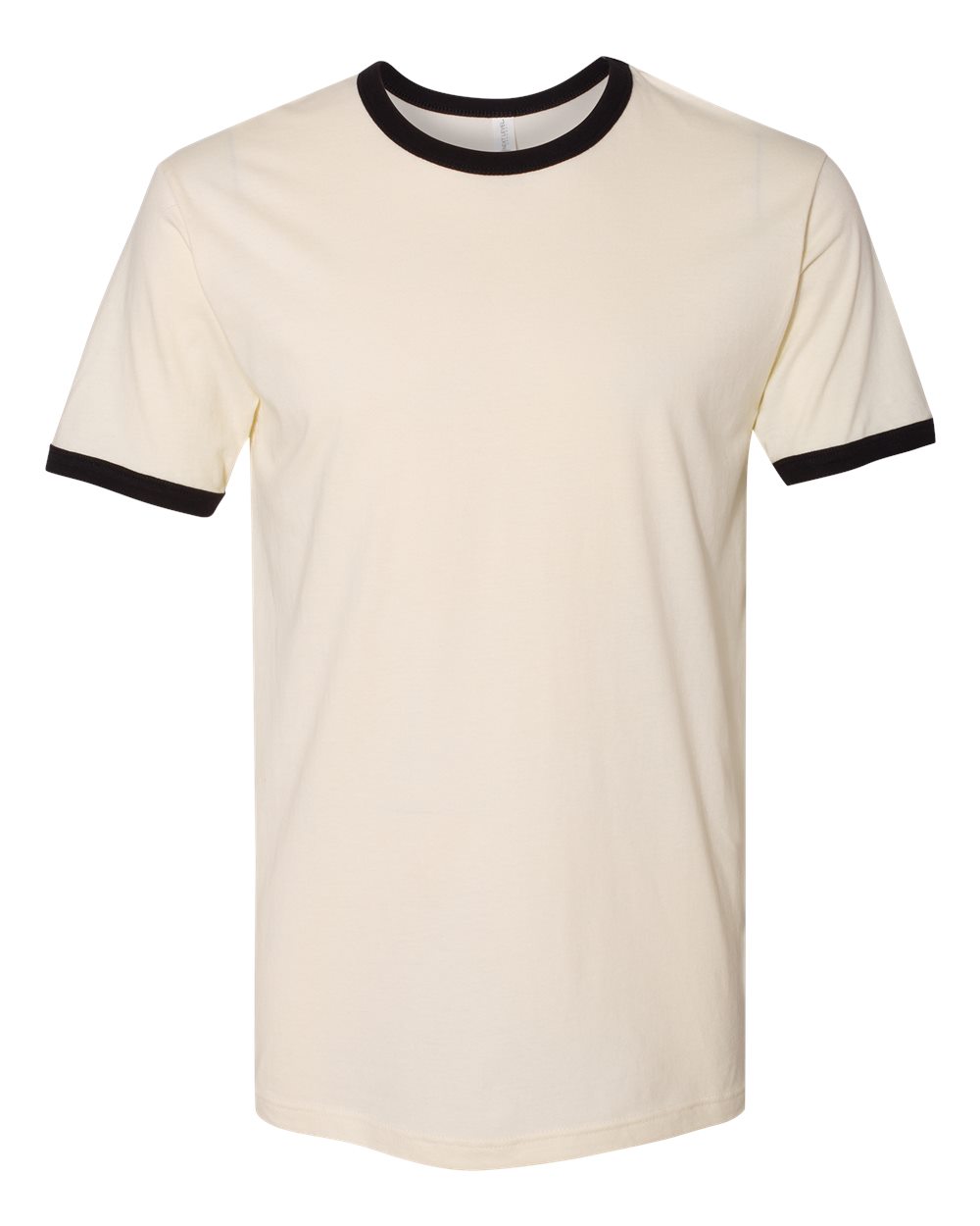 Front View of Natural/ Black Cotton Ringer T-Shirt - 3604