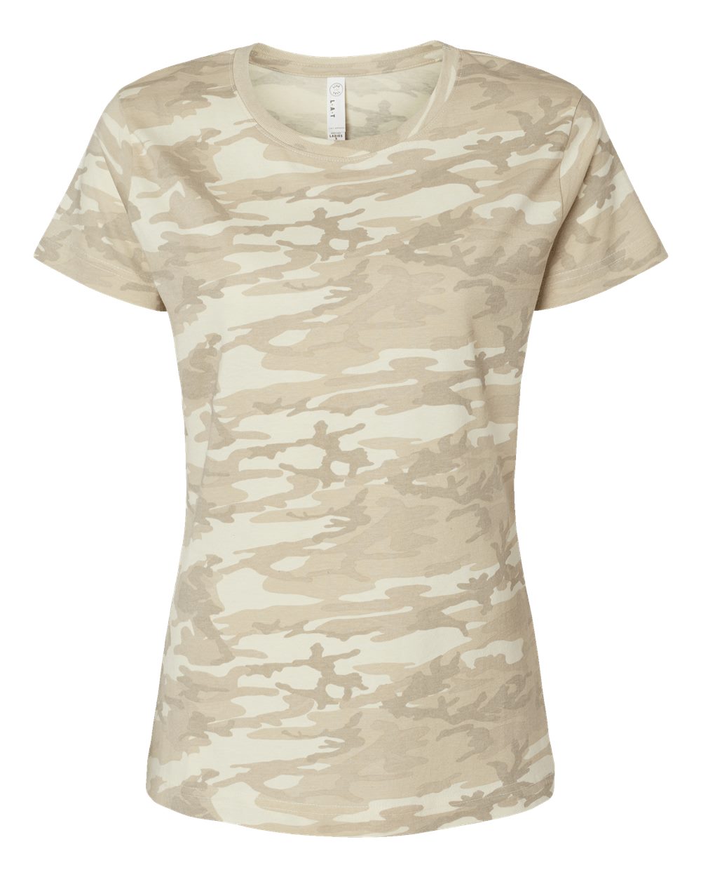 Front View of Natural Camo Women's Fine Jersey Tee - 3516