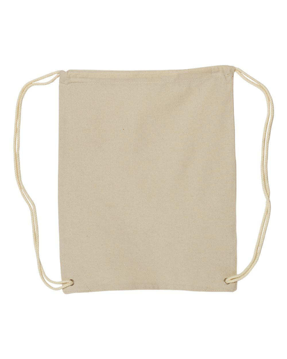 Front View of Natural Canvas Drawstring Backpack - 8875