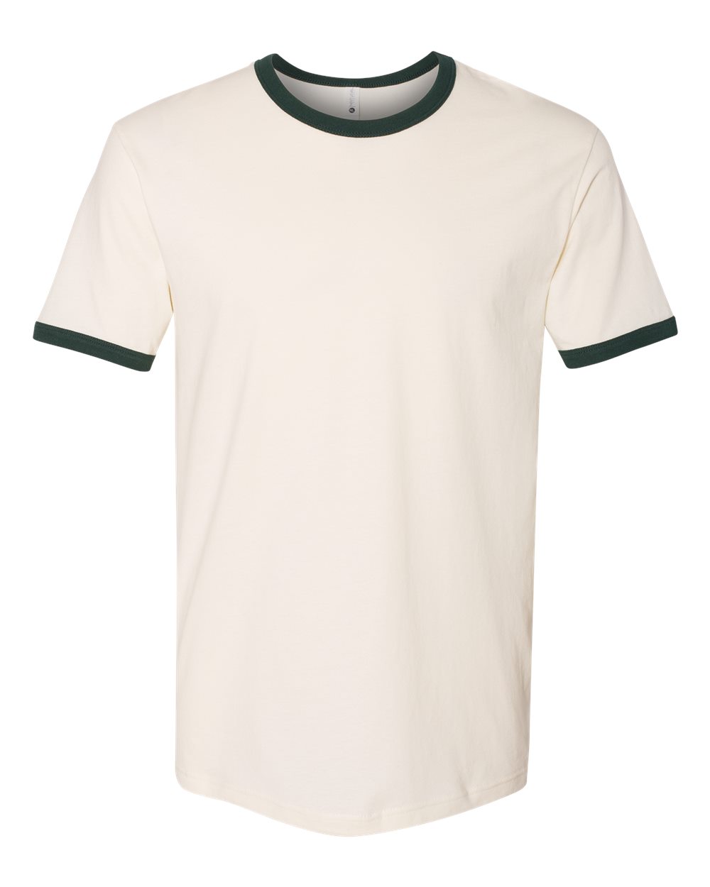 Front View of Natural/ Forest Green Cotton Ringer T-Shirt - 3604
