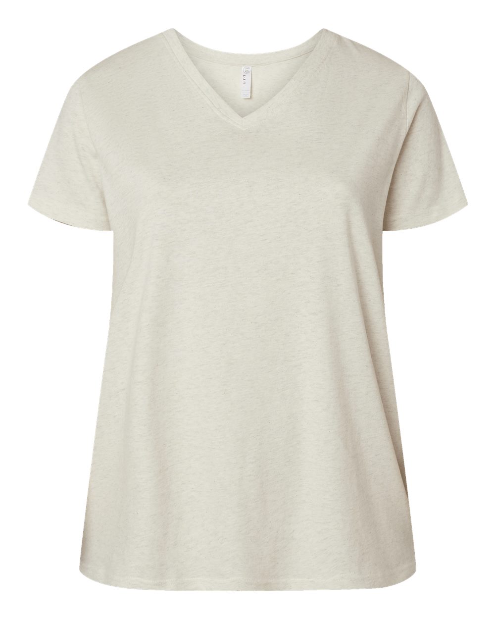 Front View of Natural Heather Curvy Collection Women's Fine Jersey V-Neck Tee - 3817