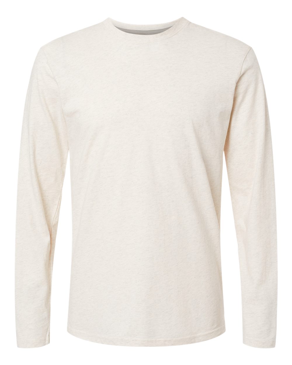 Front View of Natural Heather Fine Jersey Long Sleeve Tee - 6918