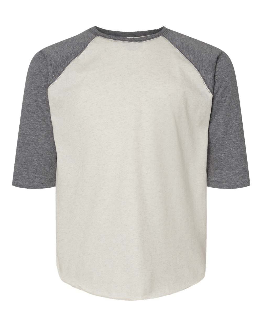 Front View of Natural Heather/ Granite Heather Youth Baseball Fine Jersey Three-Quarter Sleeve Tee - 6130