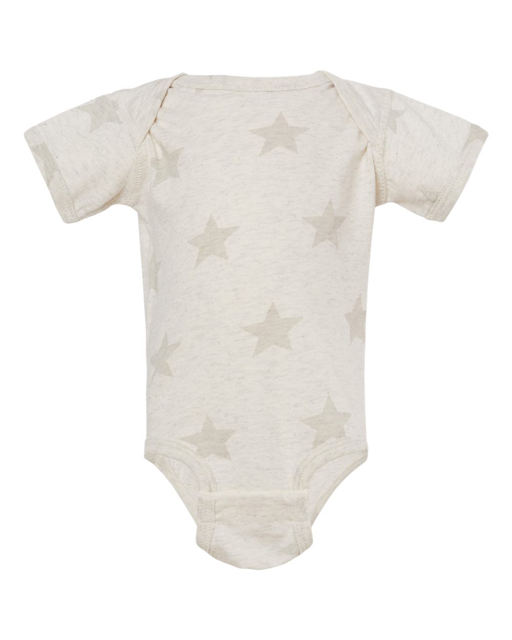 Front View of Natural Heather Star Infant Star Print Bodysuit - 4329