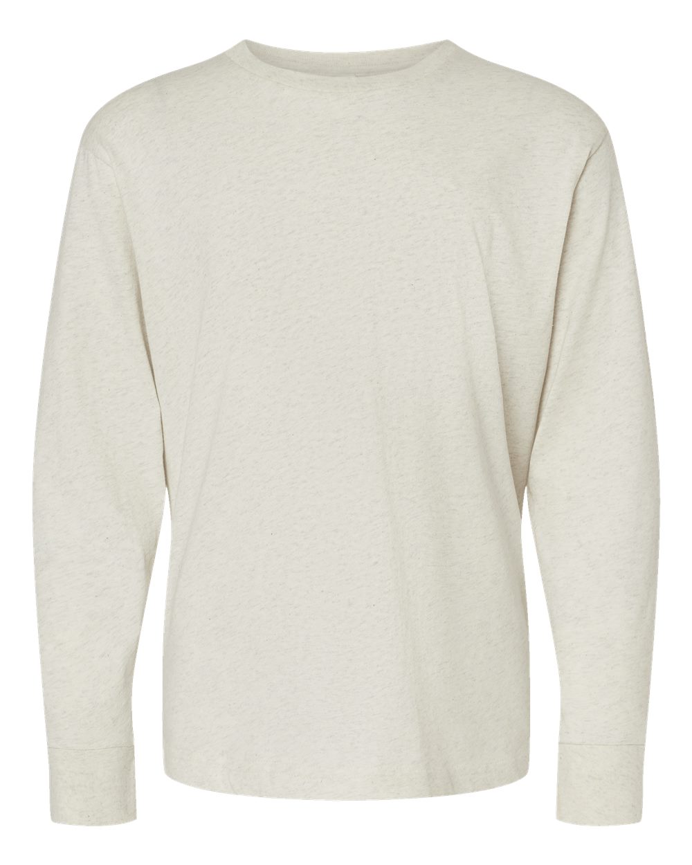 Front View of Natural Heather Youth Fine Jersey Long Sleeve Tee - 6201