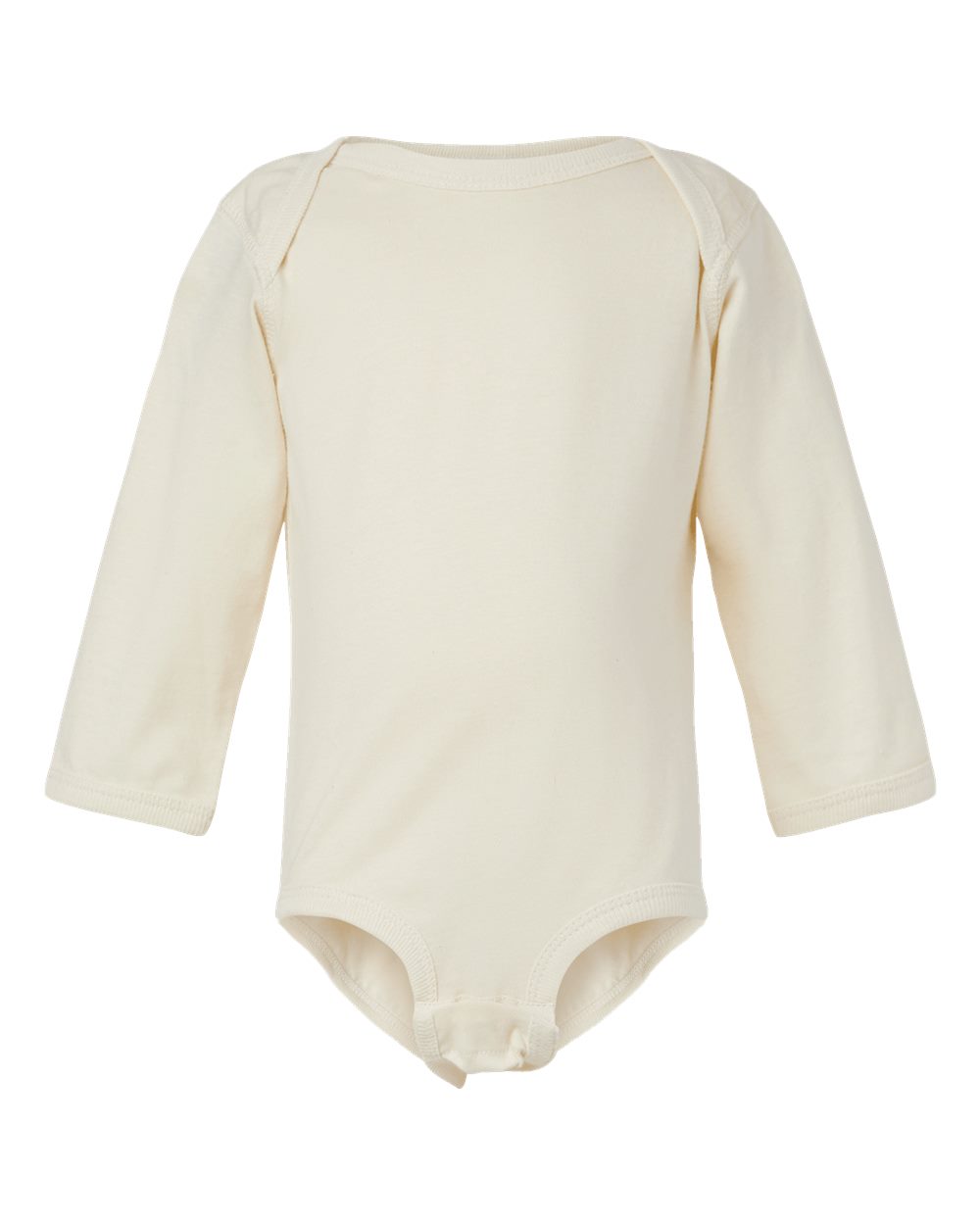 Front View of Natural Infant Fine Jersey Long Sleeve Bodysuit - 4421