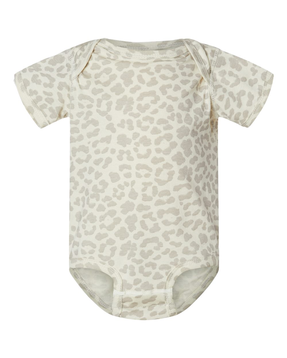 Front View of Natural Leopard Infant Fine Jersey Bodysuit - 4424