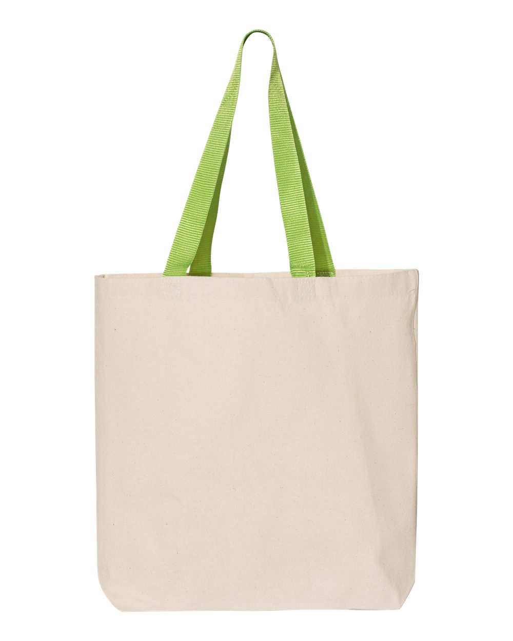 Front View of Natural/ Lime 11L Canvas Tote with Contrast-Color Handles - Q4400