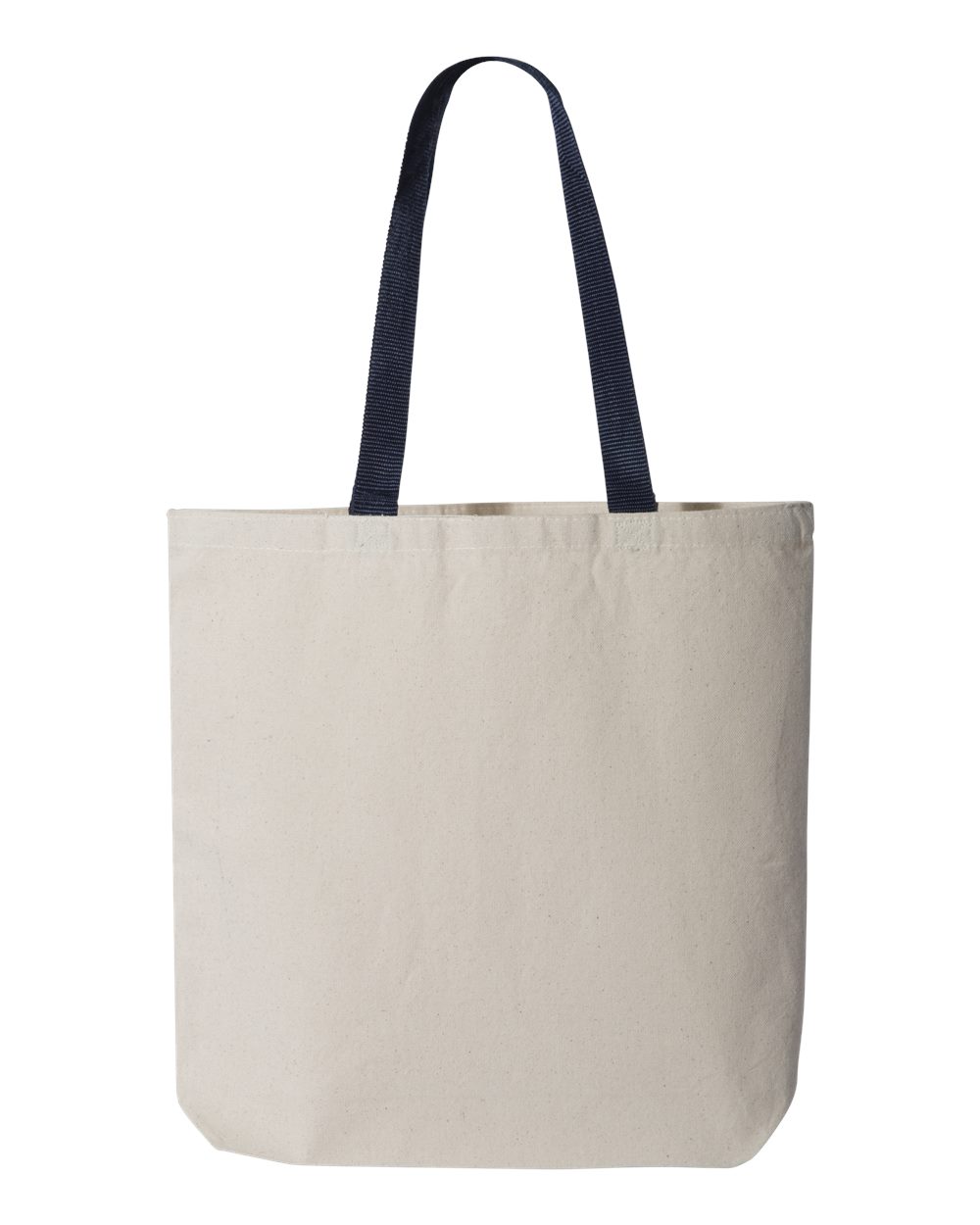 Front View of Natural/ Navy 11L Canvas Tote with Contrast-Color Handles - Q4400