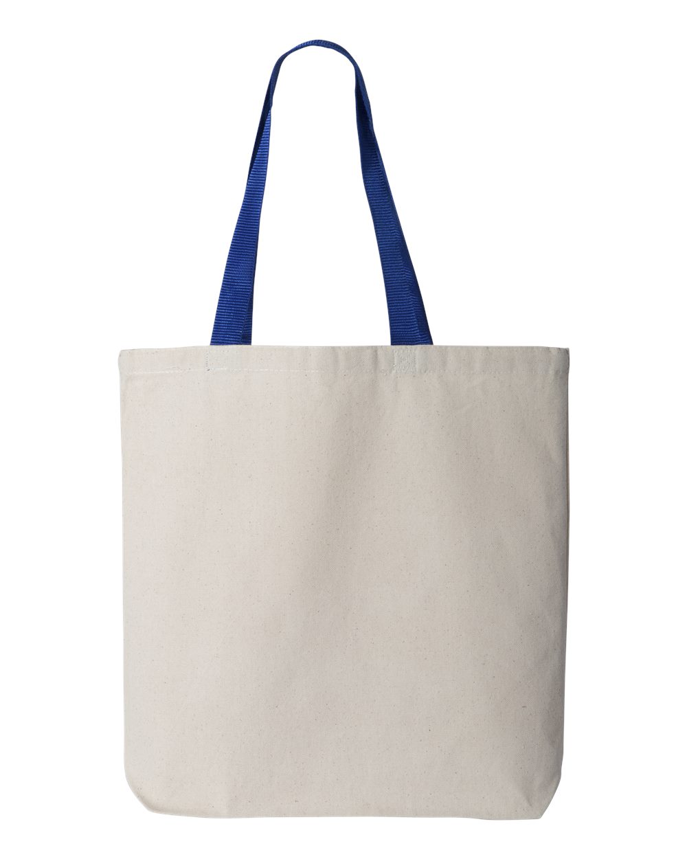 Front View of Natural/ Royal 11L Canvas Tote with Contrast-Color Handles - Q4400