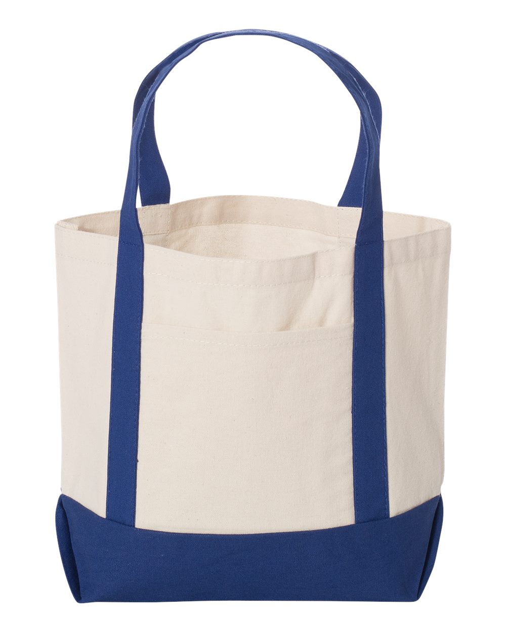 Front View of Natural/ Royal Seaside Boater Tote - 8867