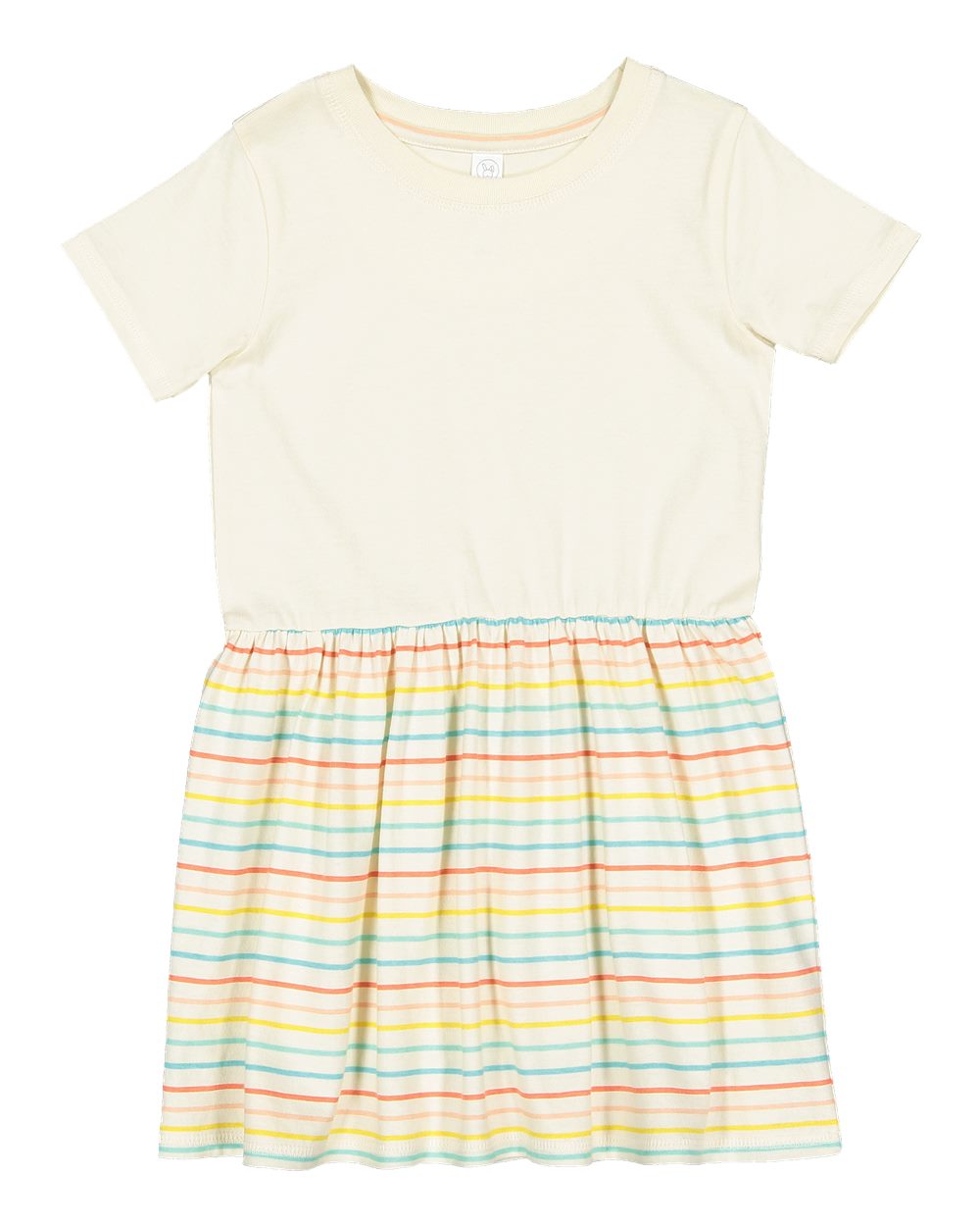 Front View of Natural/ Sunkissed Stripe Toddler Fine Jersey Dress - 5333