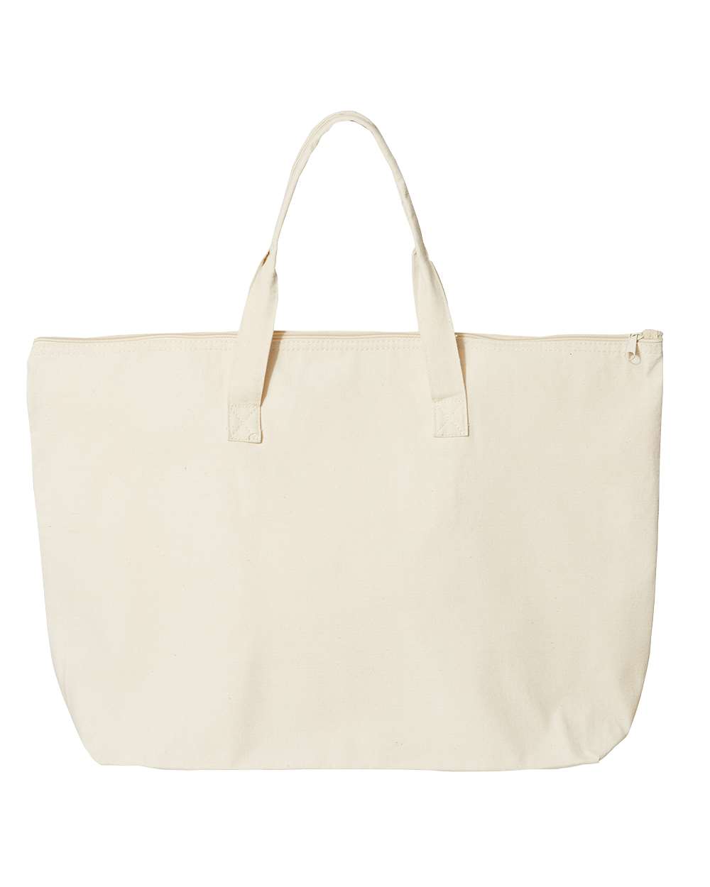 Front View of Natural Tote with Top Zippered Closure - 8863
