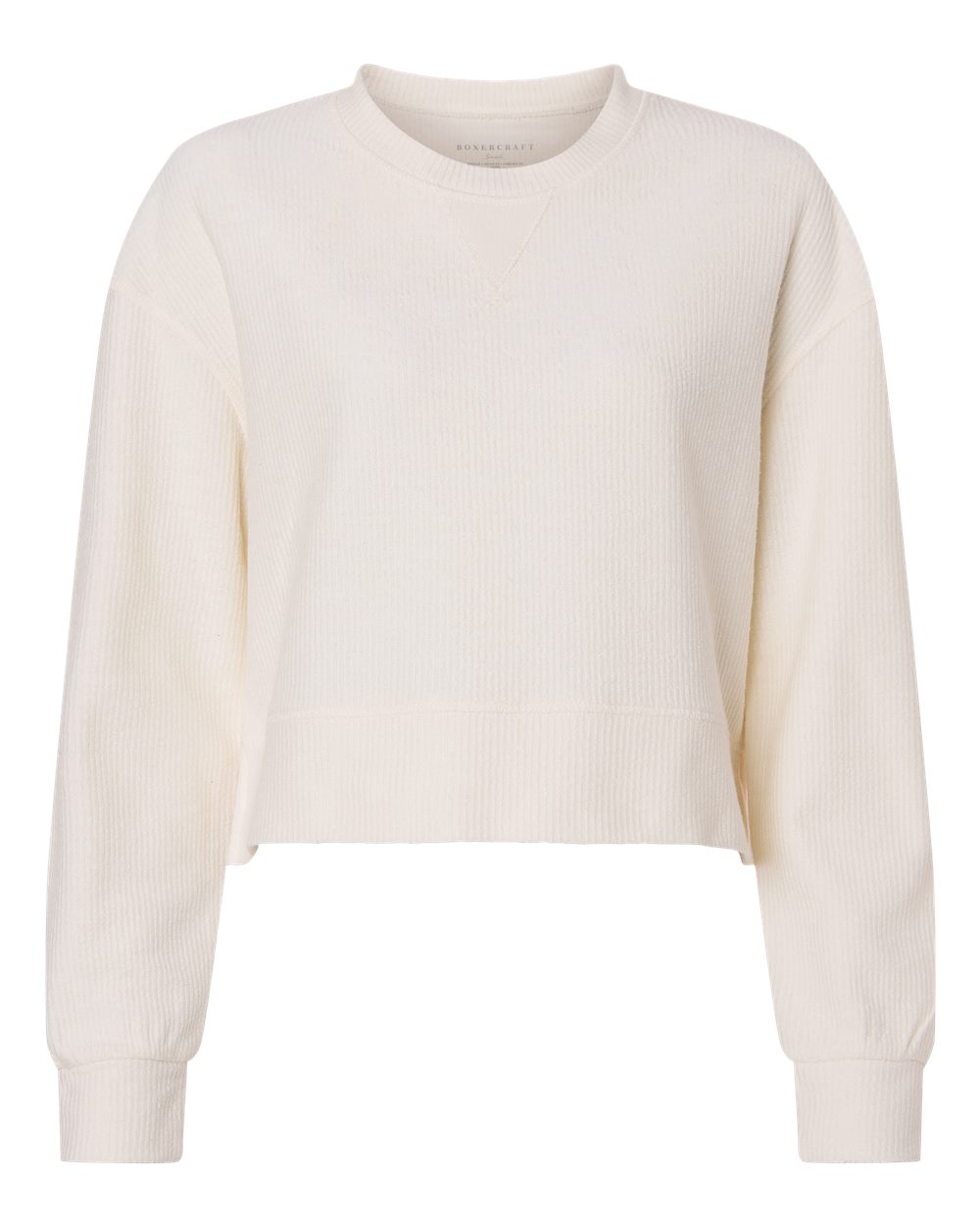 Front View of Natural Women's Cropped Boxy Long Sleeve T-Shirt - BW5102