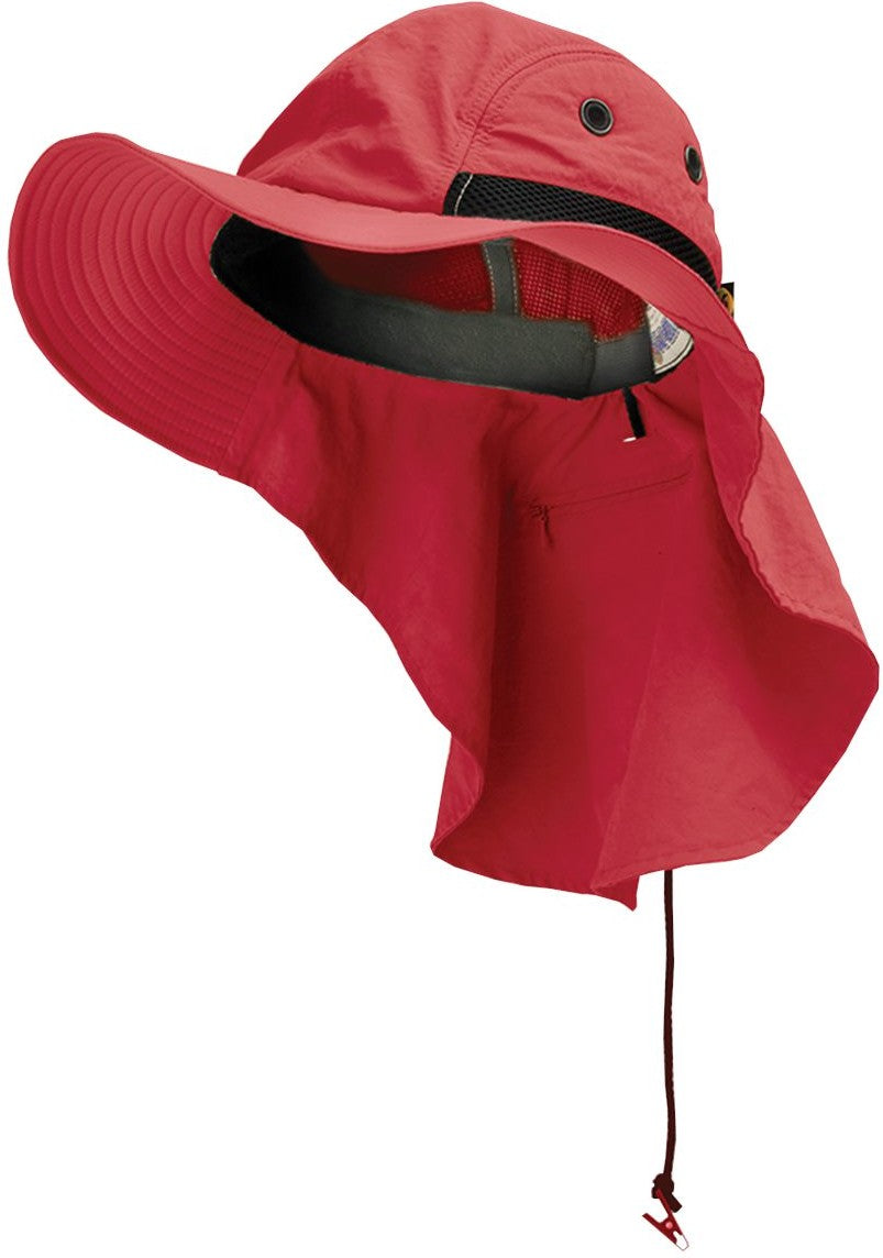 Front View of Nautical Red/ Black Extreme Conditions Neck Cap - XCM101