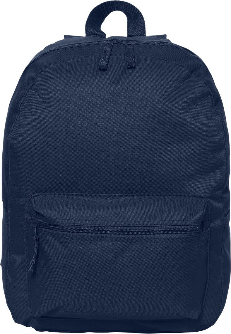 Front View of Navy 16" Basic Backpack - 7709