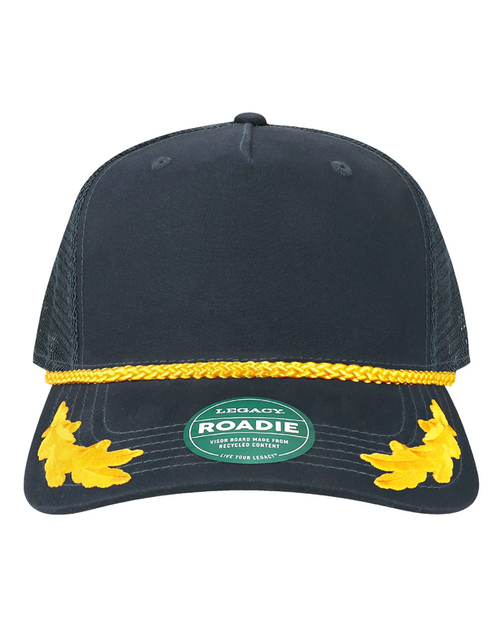 Front View of Navy Admiral Five-Panel Trucker Cap - ROADIE