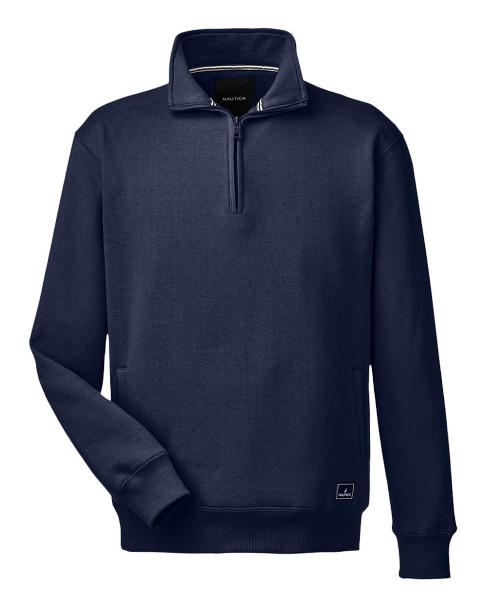 Front View of Navy Anchor Fleece Quarter-Zip Sweatshirt - N17176