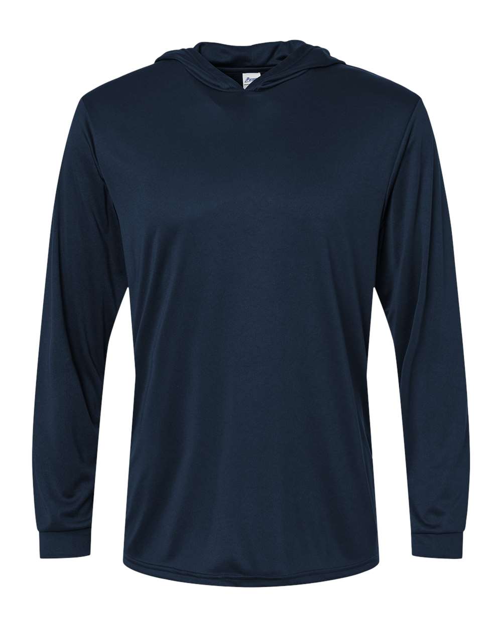 Front View of Navy Bahama Performance Hooded Long Sleeve T-Shirt - 220
