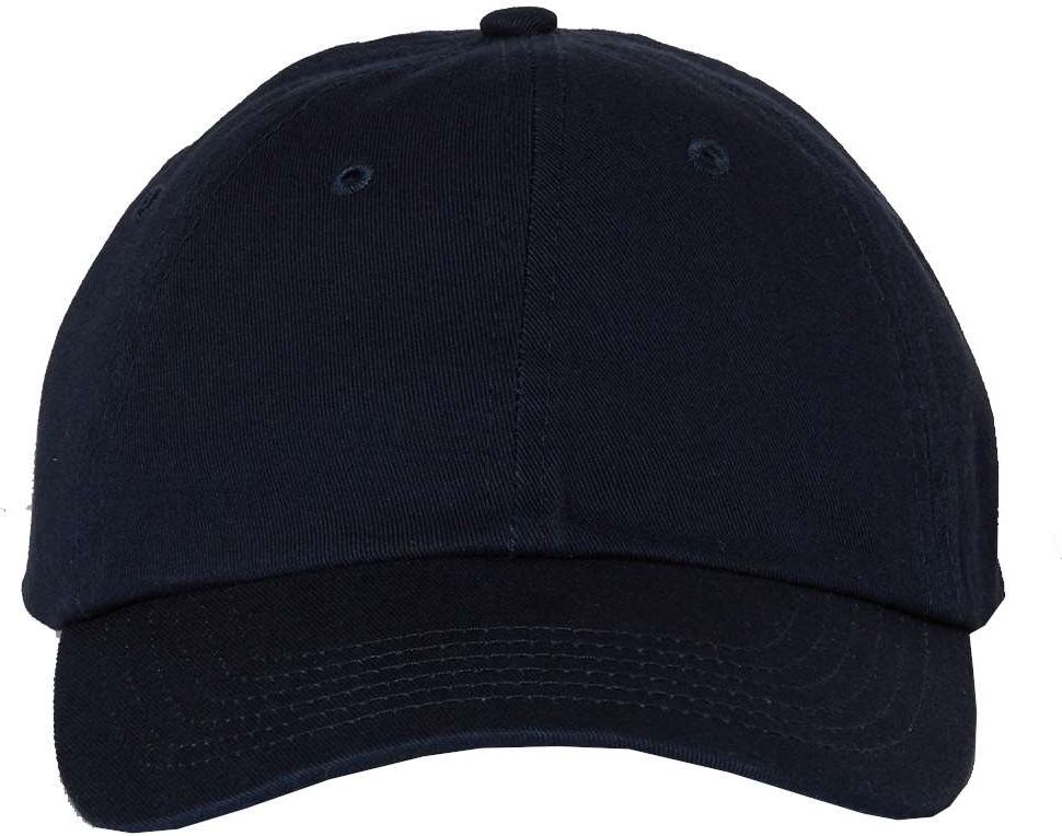 Front View of Navy Bio-Washed Chino Twill Cap - VC350