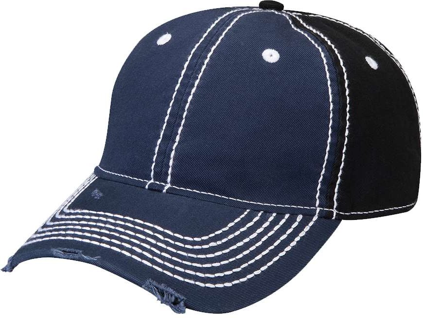 Front View of Navy/ Black Rambler Cap - RM102