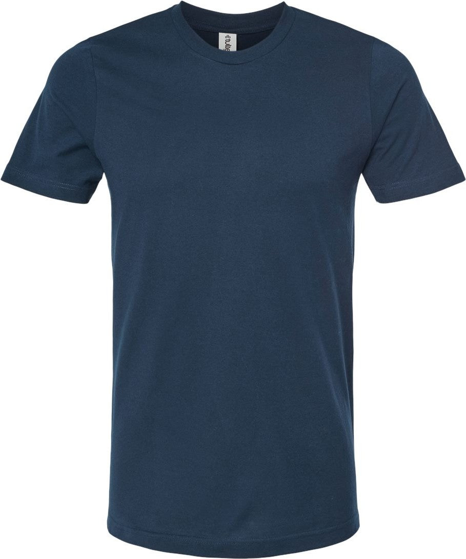 Front View of Navy Blue Combed Cotton T-Shirt - 602