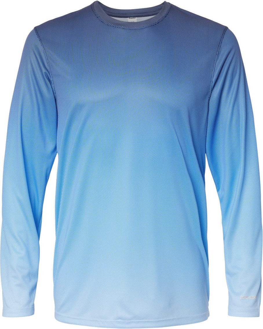 Front View of Navy/ Blue Mist Barbados Performance Pin Dot Long Sleeve T-Shirt - 225