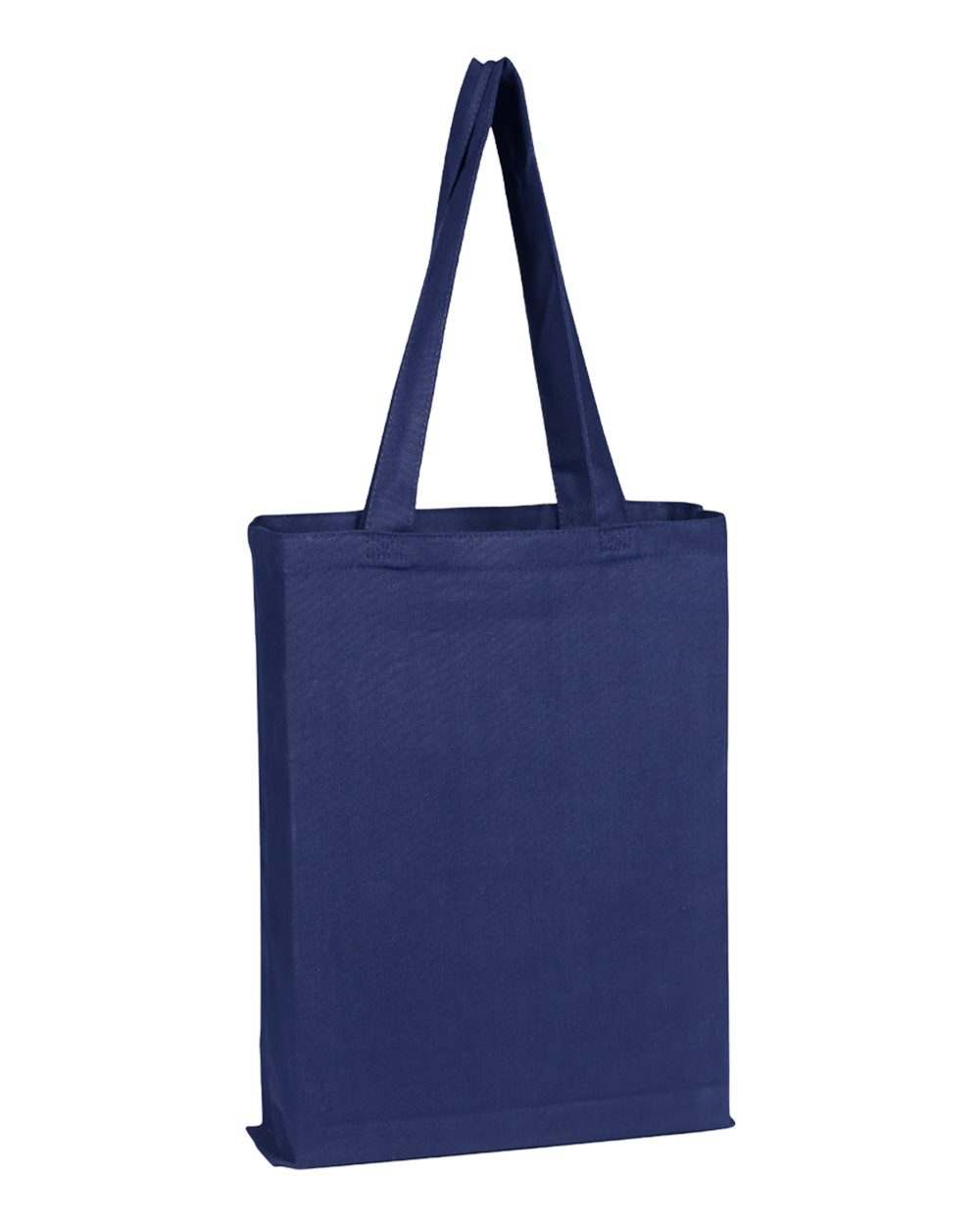 Front View of Navy Canvas Gusset Promotional Tote - Q800GS