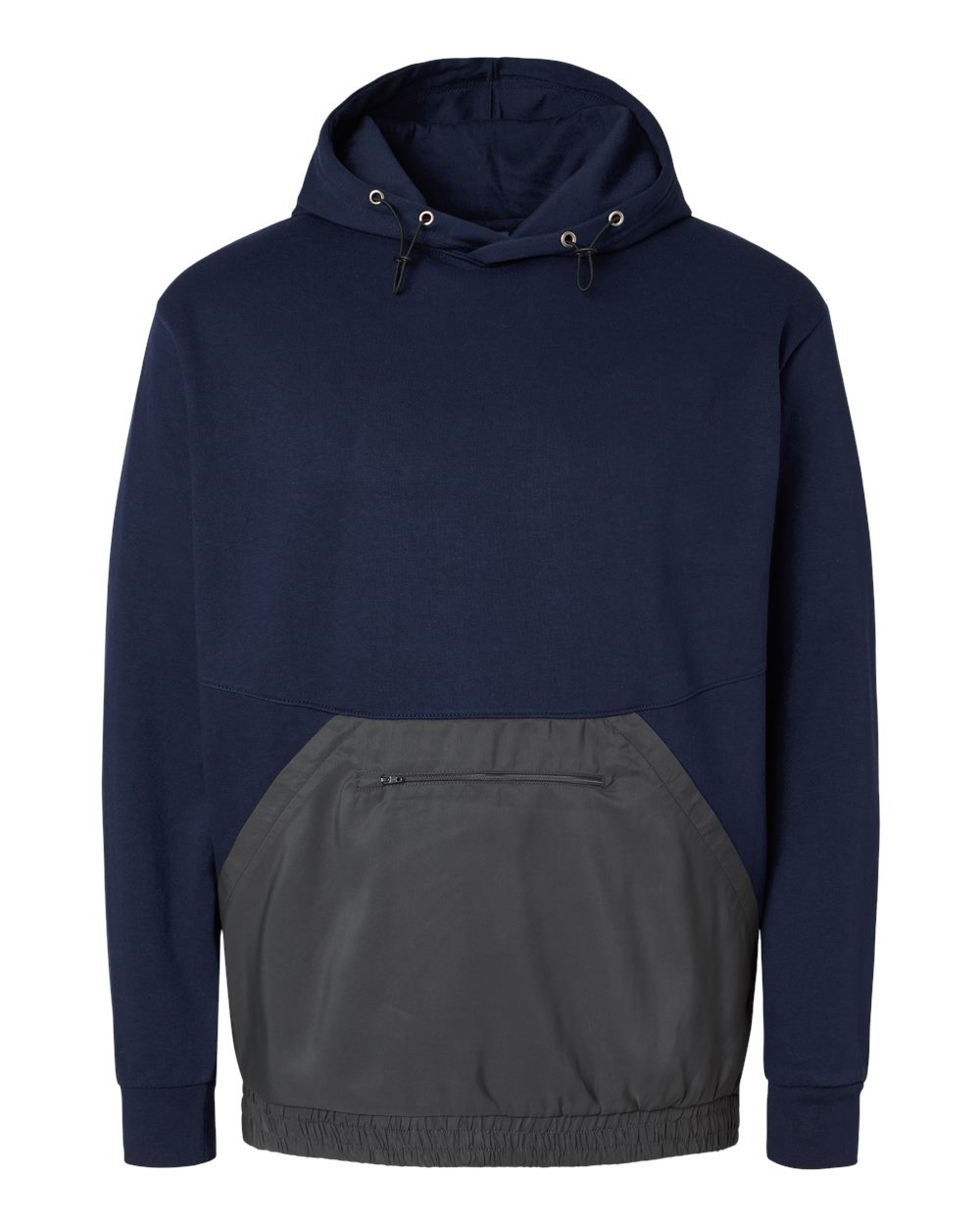 Front View of Navy/ Charcoal Mixed Media Hooded Sweatshirt - 23112