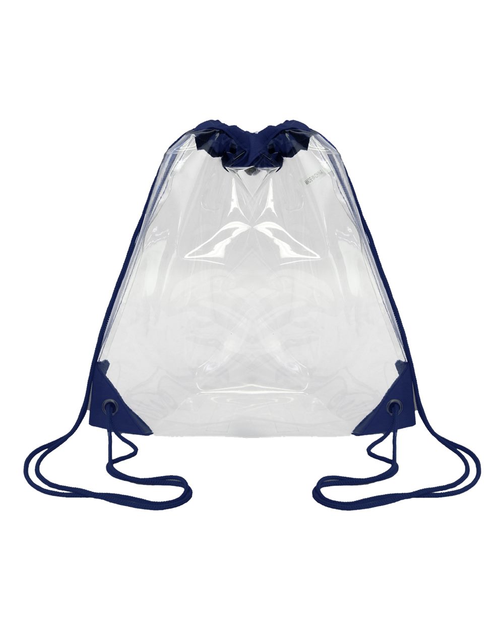 Front View of Navy Clear Drawstring Pack - OAD5007