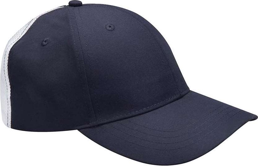 Front View of Navy Contrast Back Stripe Clubhouse Cap - PE105