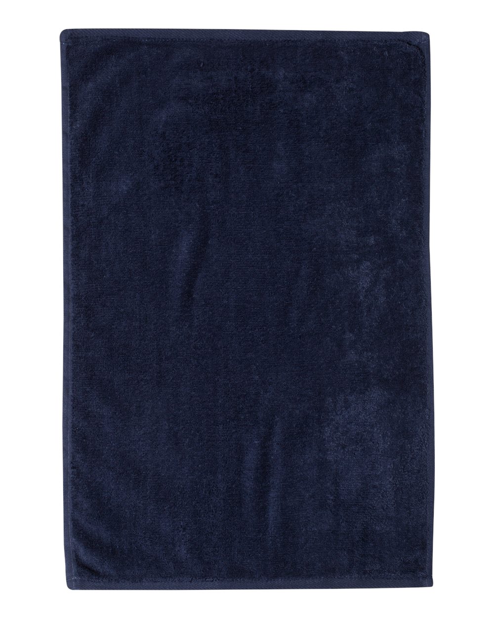Front View of Navy Deluxe Hemmed Hand Towel - T300