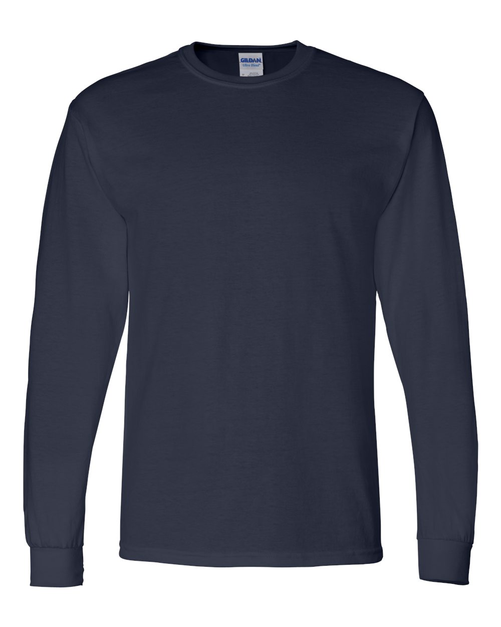 Front View of Navy DryBlend® 50/50 Long Sleeve T-Shirt - 8400