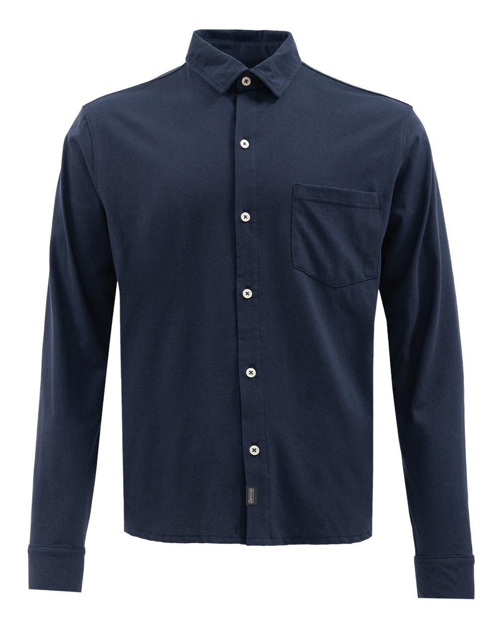 Front View of Navy Eco Button Down Shirt - EC650