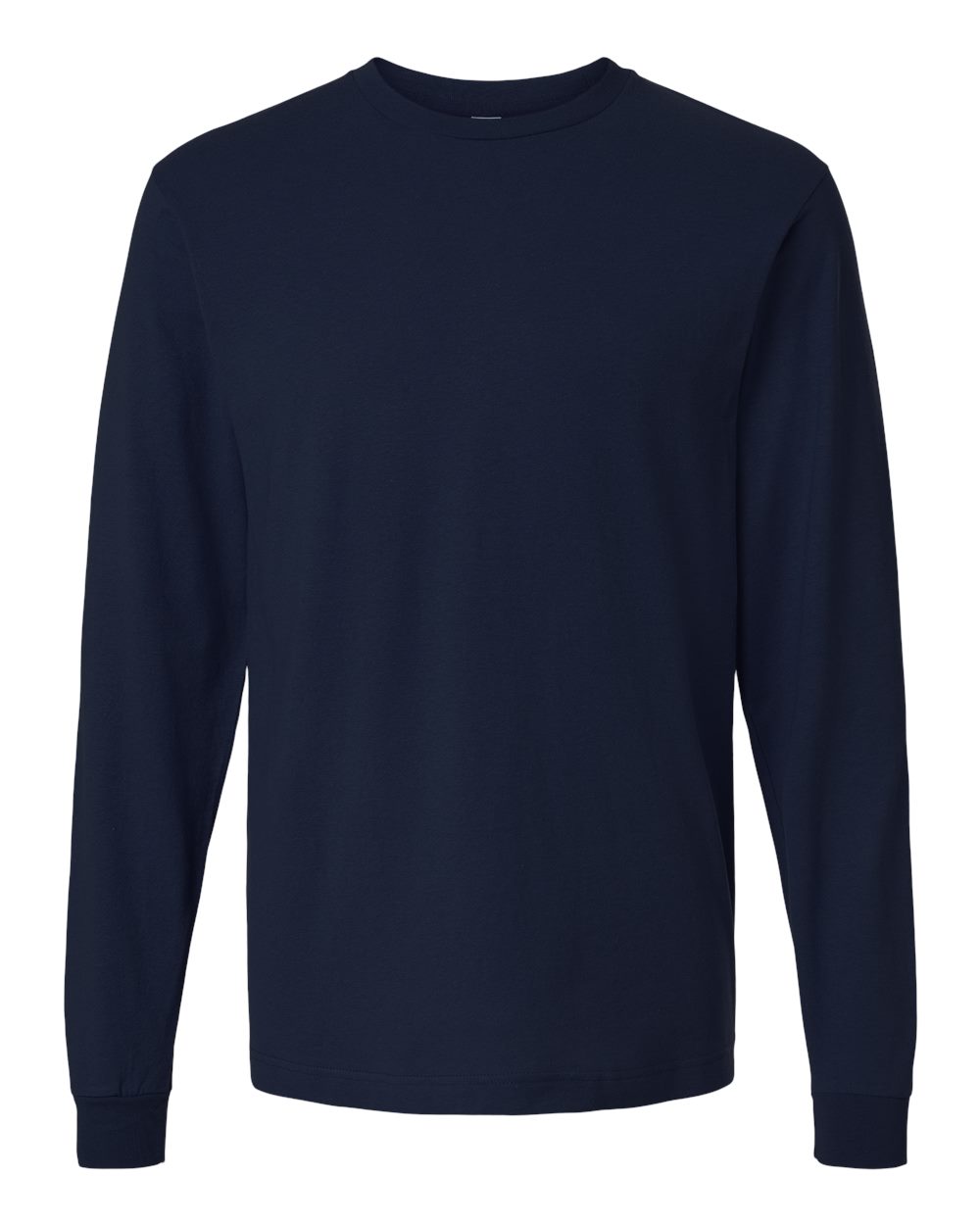 Front View of Navy Fine Jersey Long Sleeve T-Shirt - 202LS