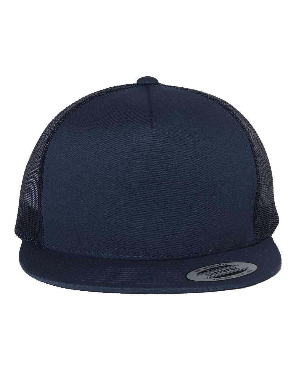 Front View of Navy Five-Panel Classic Trucker Cap - 6006