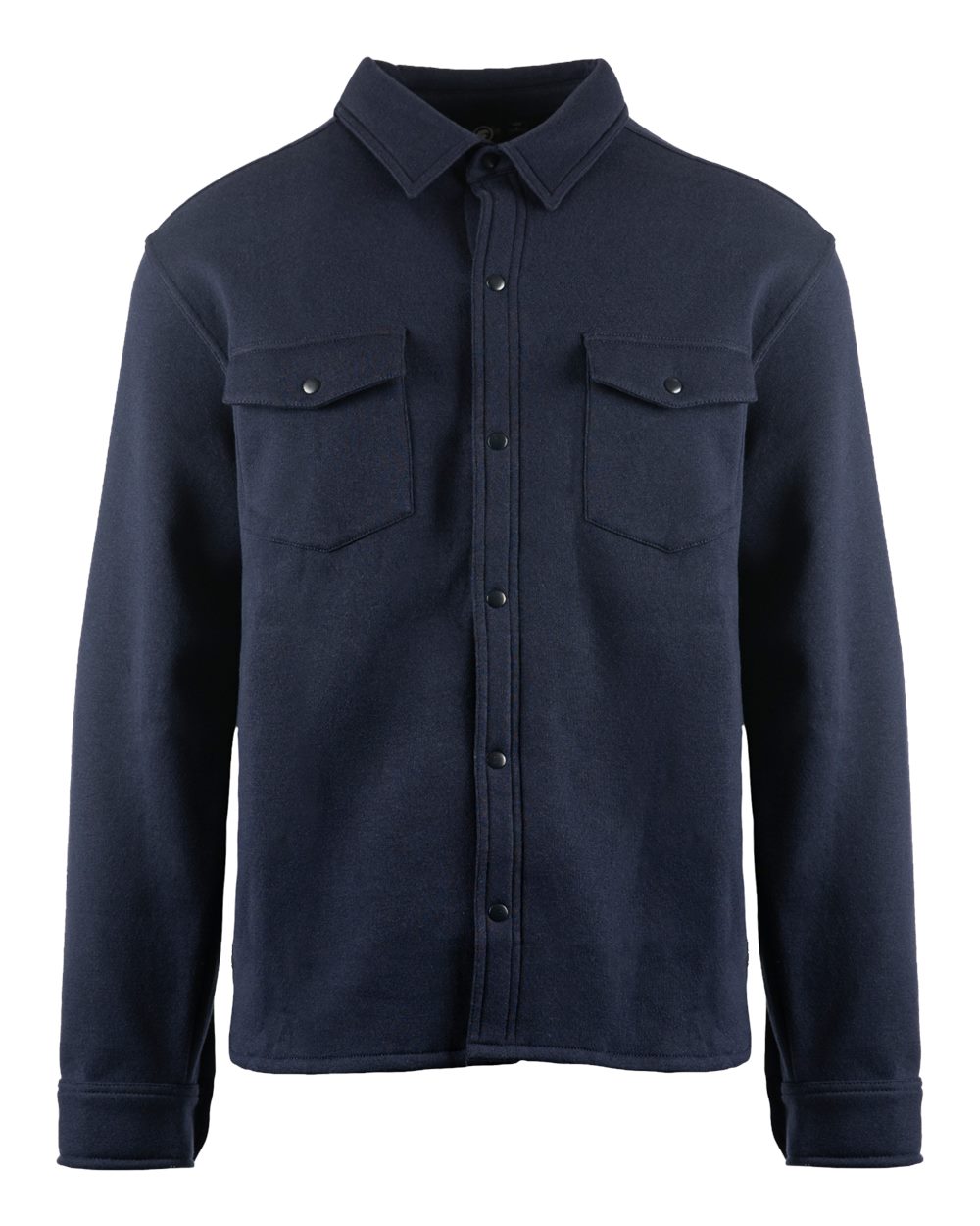 Front View of Navy Fleece Snap Jacket - 8760